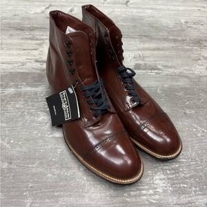 NWT Stacy Adams Madison Brown Cap Toe Ankle Boots 9.5 2E
